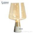 Wine glass shape cement base glass table lamp